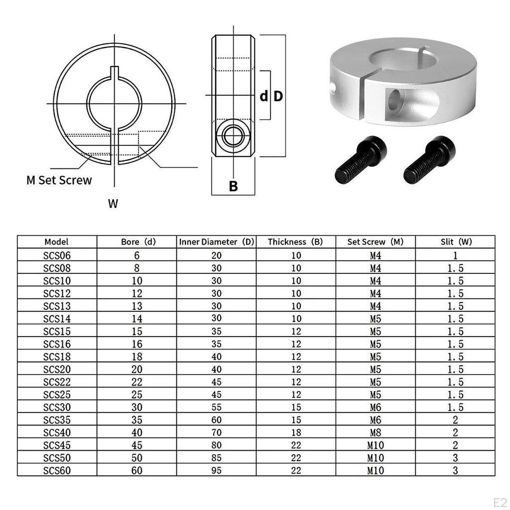 2 Pieces Optical Axis Collars Clamp on Collar Automotive Shaft Split Fixed Rings