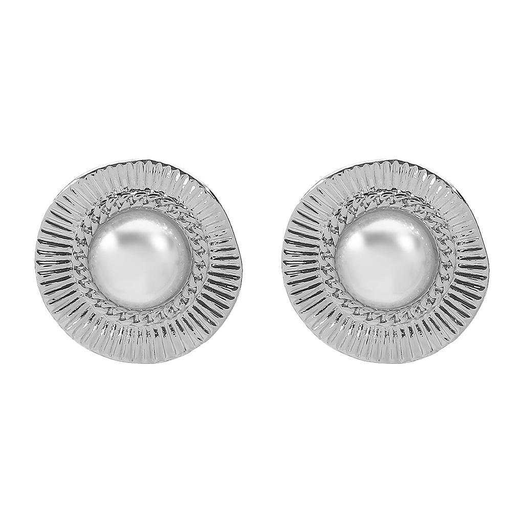 Fashion French Geometric Inlaid Pearl Stud Earrings, Necklace, Fashion Temperament Niche Alloy Accessories