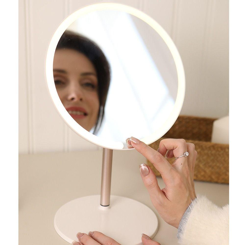 3 Color Lights LED Makeup Mirror Adjustable Lighted Desktop Mirrors Women
