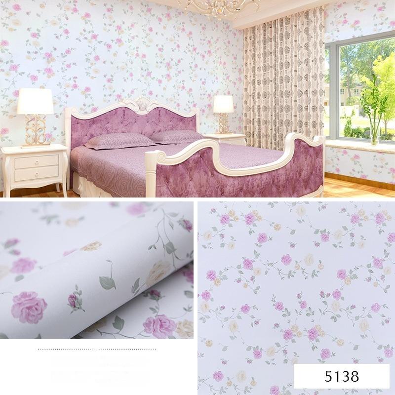 Selvklebende Tapet Pastoralt Blomstermønster Selvklebende Tapet Soverom Stue Møbler Renovering Vanntett og Fuktsikker 10 Meter