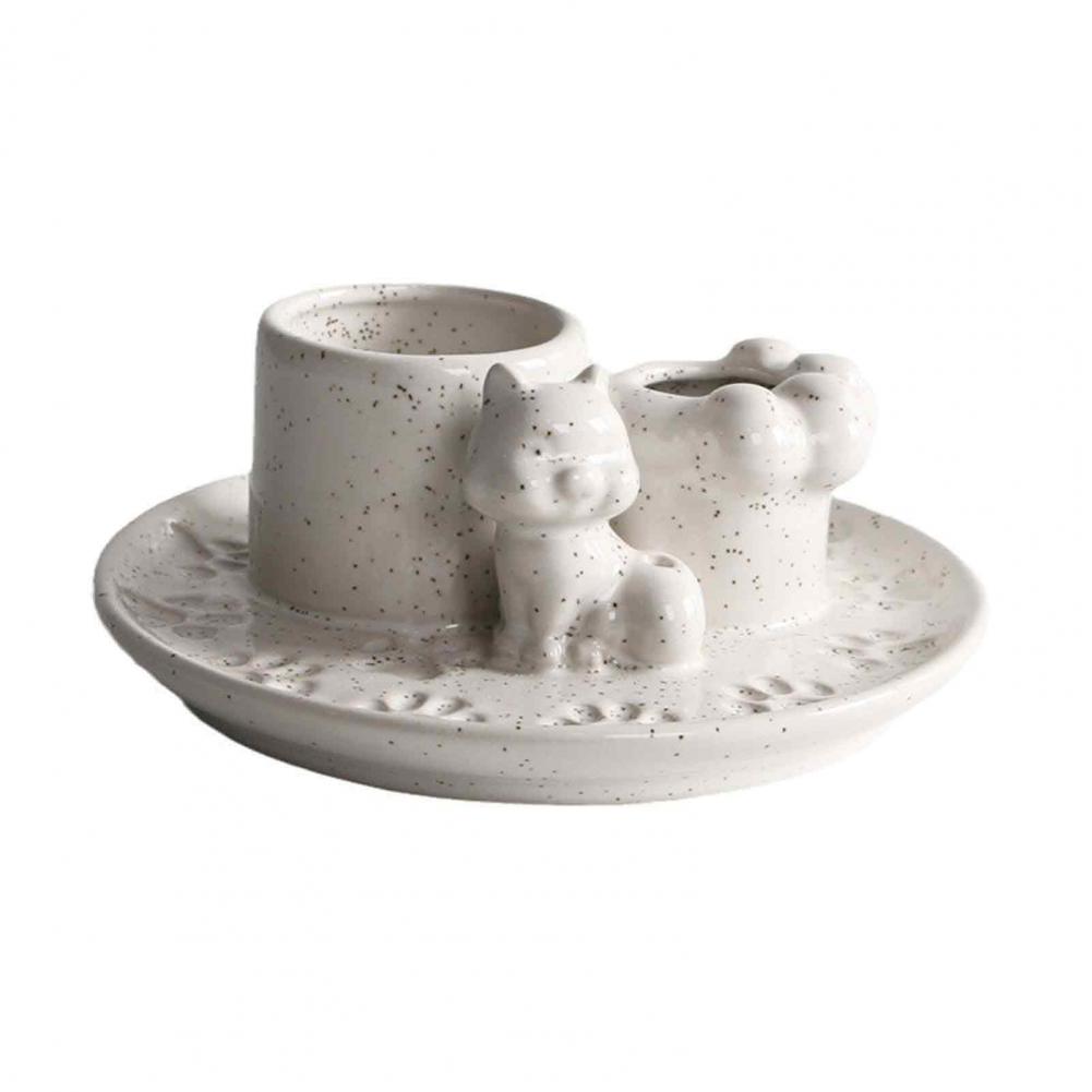 Katzen-Thema Räuchergefäß Keramik Räucherstäbchenhalter Keramik Palo Santo Halter mit Aschefänger-Ablage für Meditation Yoga