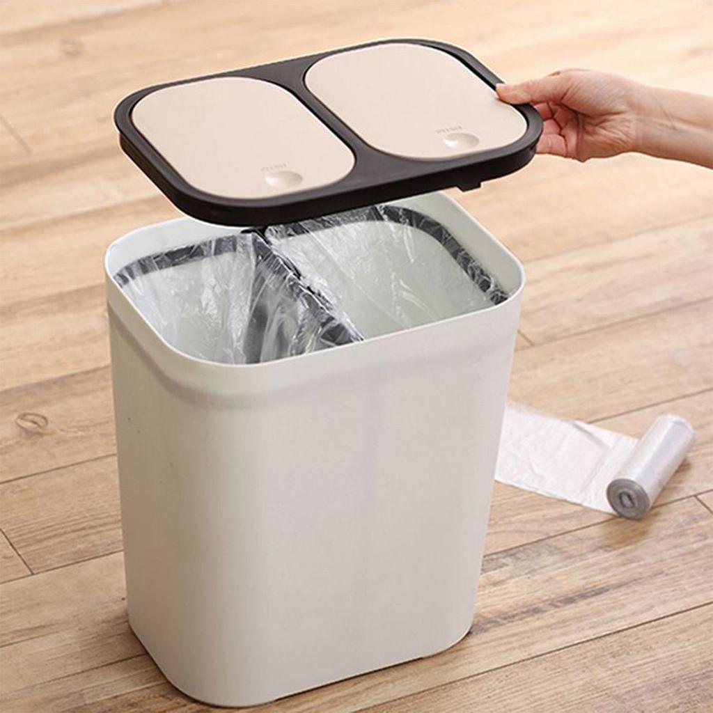 Duals 2 Compartments Dry Wet Trash Bin Waste Bins Kitchen Recycling Garbage Can Rubbish Bin Trash Container Household