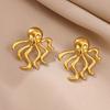 Freshwater Octopus Gold Color Earrings For Women Big Geometric Coral Stud Earring Stainless Steel 2026 New Jewelry Summer Gift