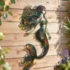 Rustic Metal Art for Patios Mermaid Wall Decoration, Three-dimensional Hollow Iron Artistic Crafts Sculpture, Retro Ocean Style Hanging Figures