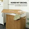 3 Section Laundry Basket with Lid, 144L Bamboo Laundry Hamper with Handles, Removable and Washable Liner, Brown