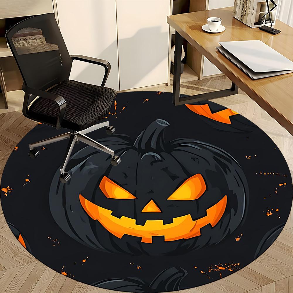 1pc Pumpkin, Halloween Chair Carpet for Office, Round Non-Slip Durable Large Size Office Carpet, Suitable for Office, Beautiful Decoration