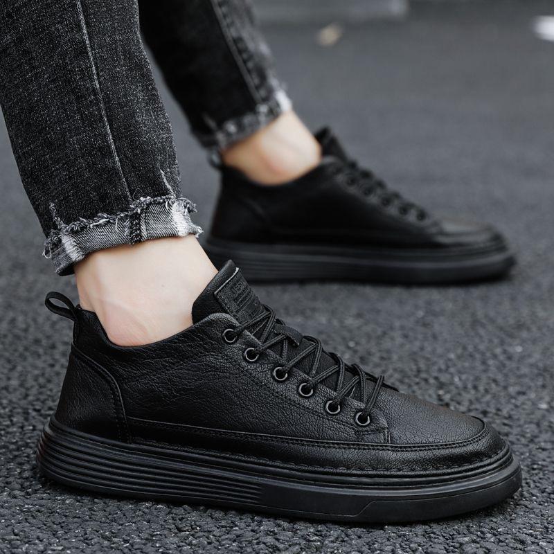 Spring men's shoes new men's sports and leisure British black leather shoes work versatile dress business trendy shoes