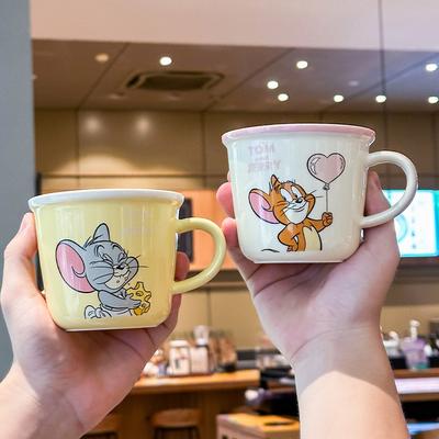 Cute Cat and Mouse Mug Children's Cup Household Graduated Drinking Cup Girls High Value Milk Coffee Cup