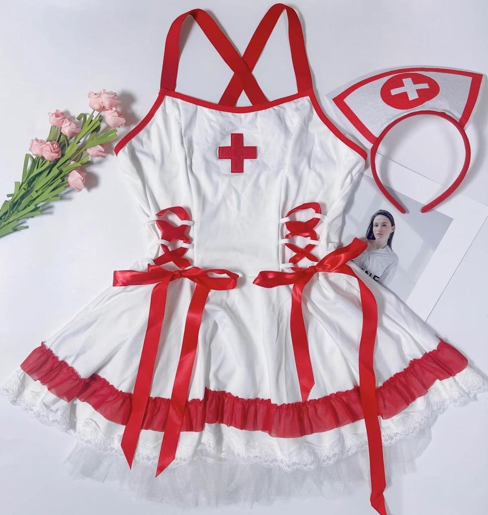 European and American Erotic Nurse Lingerie Uniform – Pure Desire Sexy Costume for Halloween
