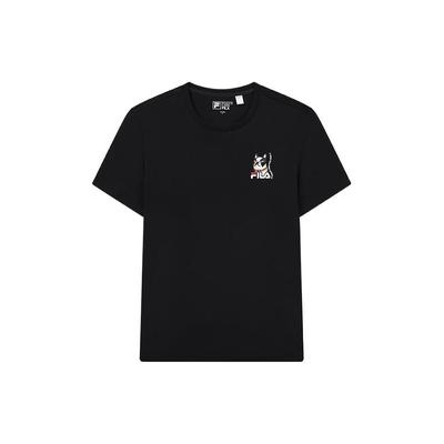 Casual Breathable Embroidered Dog Logo Solid Color Liquid Ammonia Round Neck Sports Short Sleeve T-Shirt Men Tops Black F51M228219FBK