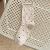 Women's Fall Ballet-Style Polka Dot Mid-Calf Cotton Scrunch Socks with Rolled Edge
