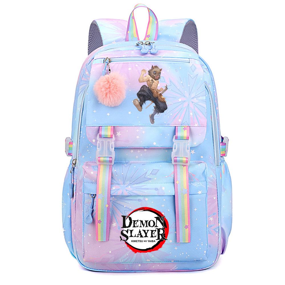 Roztomilý anime batoh s potiskem Demon Slayer pro dospívajícího studenta Školní taška Velkokapacitní Vodotěsná Cestovní taška Dárek