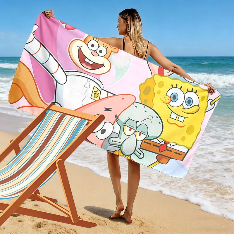 SpongeBob SquarePants4 Print Beach Towel, Large Soft Quick Dry Towel for Beach Camping Swimming