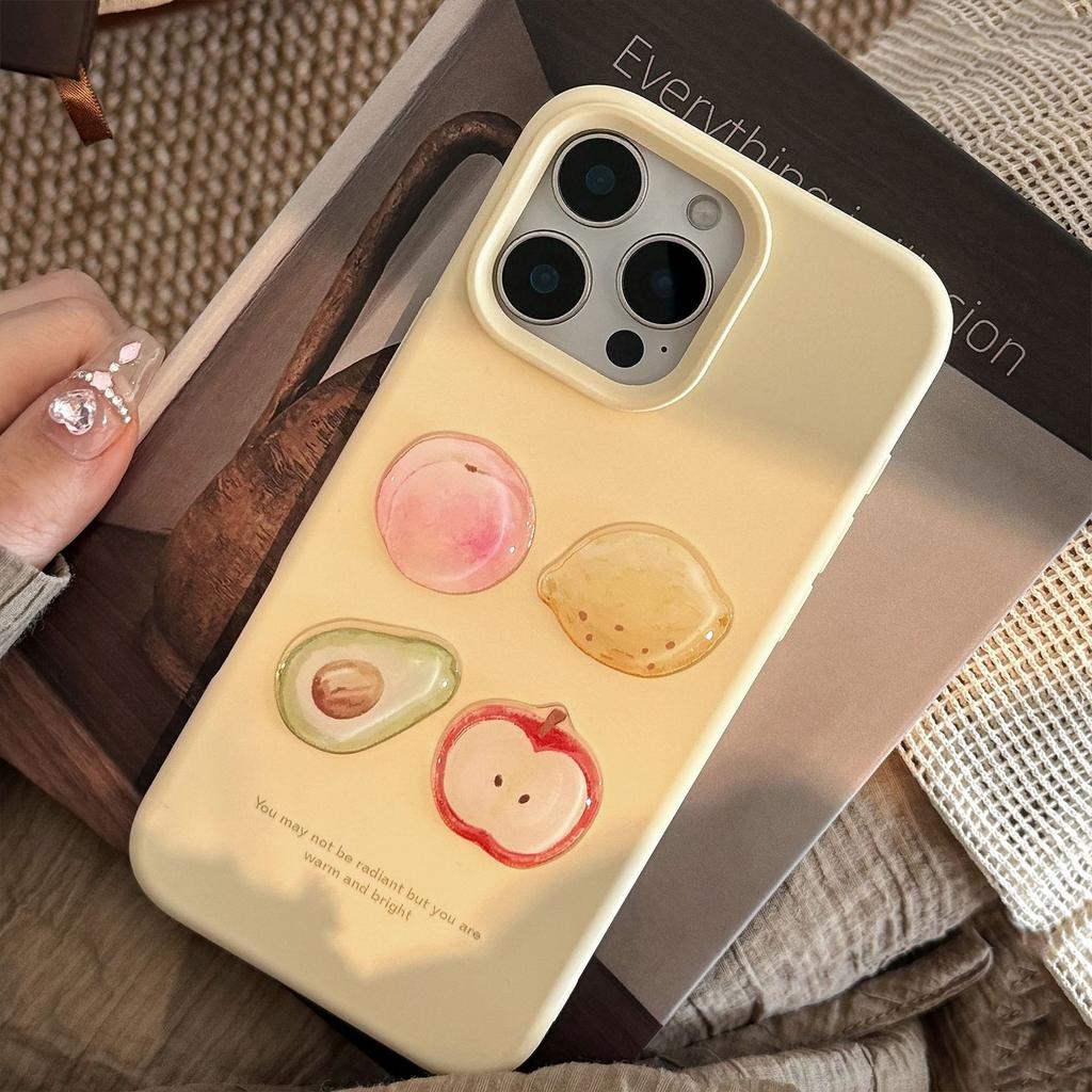 Oil Painting Fruit Apple 16 Mobile Phone Case 17 Summer Graffiti Three dimensional Iphone15promax Suitable for 14 Soft Set 11