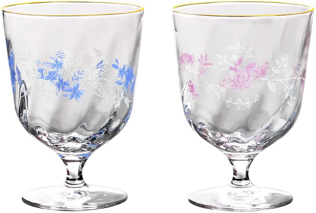 Toyo Sasaki Glass BENEDIRE Flower Pair Free Glass, 285ml, Made in Japan, Wine Glass, Perfect for Red and White Wine, Gift, G098-S107
