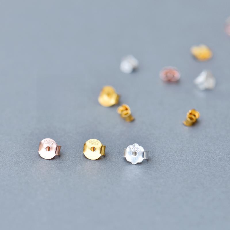 S925 Anti-Drop Ear Clip & Back Ear Stud In Gold - White Fungus Design