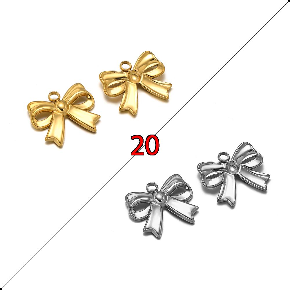 5pcs Stainless Steel Bow Knot Cute Fashion Summer Series Simple Style Pendants for Necklace Earrings Making Handmade DIY Jewelry
