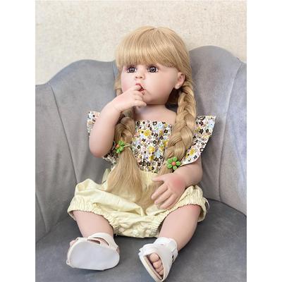 Soft Silicone Body Reborn Dolls 55cm Long Hair Bebe Reborn Silicone Real Toy For Kids For Children Birthday Gifts