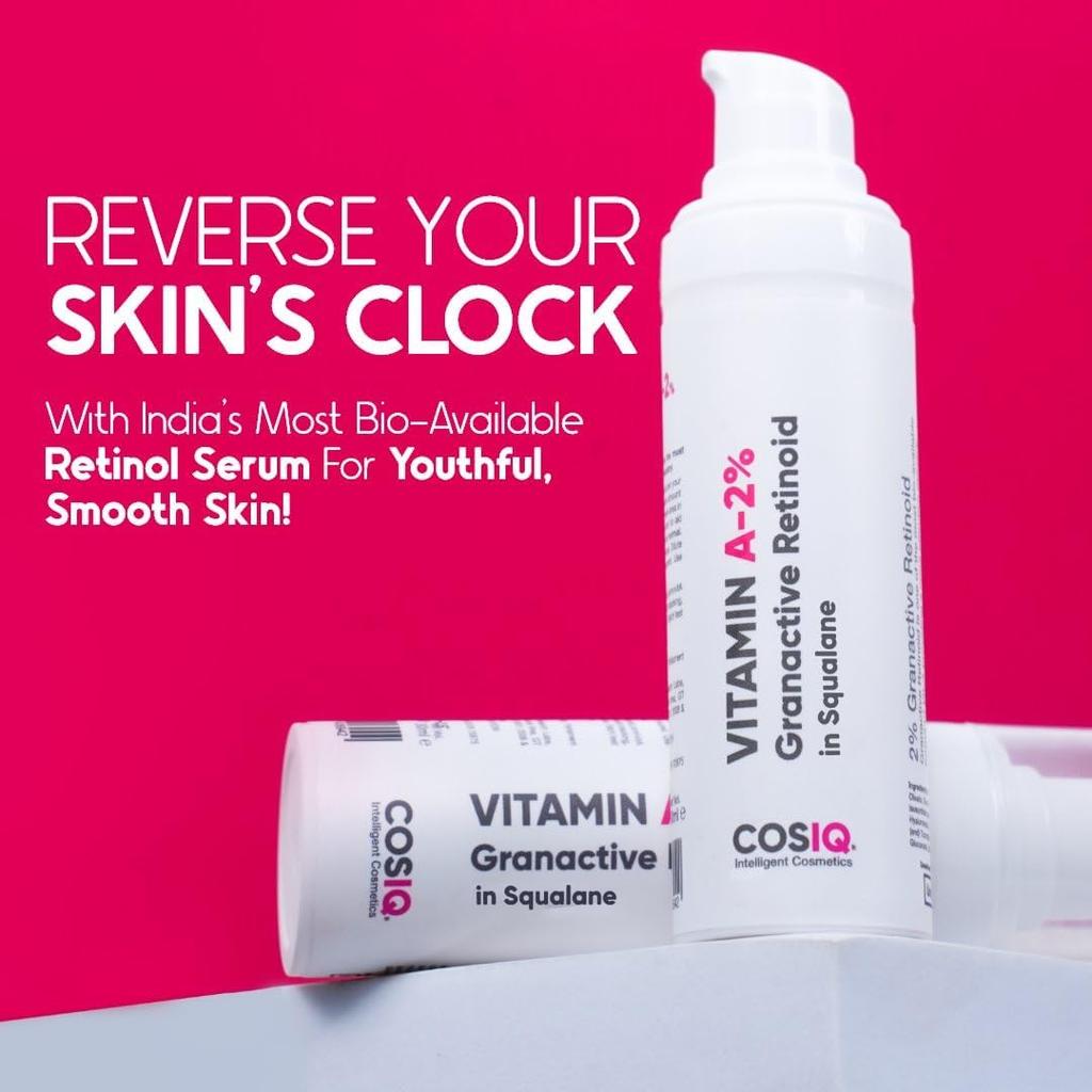 Cos-IQ 2% Vitamin A Granactive Retinoid Face Serum 30ml For Smooth Skin And Youthful Glow Night Serum For Wrinkles And Fine Lines