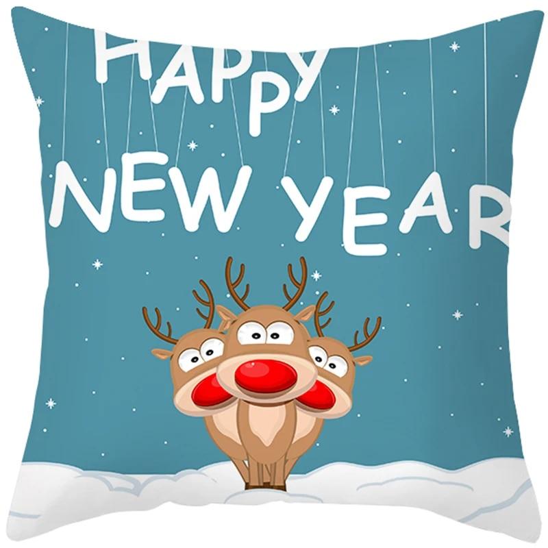 Cartoon Elk Forest Animal Christmas Tree Christmas Tree Decoration Pillow Set Bedroom Sofa Restaurant Office Pillow Sleeve