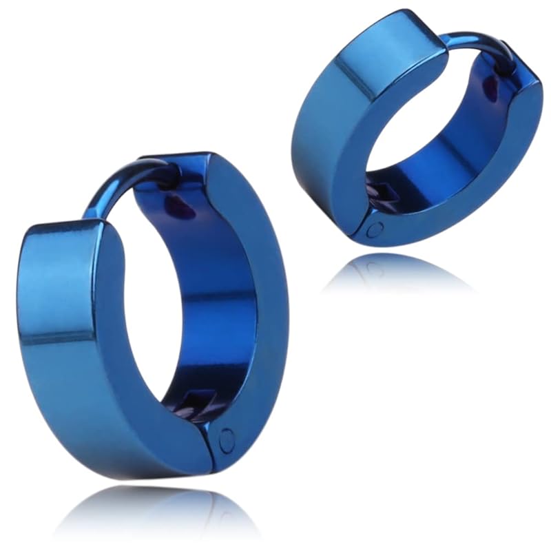 

[Adelina Style] hoop earrings Popularity Thick Width 4mm mirror surface 1 pair Leave it on 18G men s ladies ring earrings surgical stainless steel