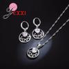 Cute Genuine 925 Sterling Silver Jewelry Set White AAA CZ Heart LOVE Pendant Necklace and Earrings Jewelry Sets For Women
