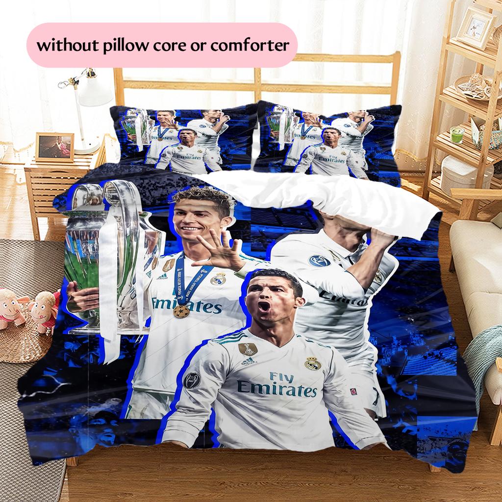 Madrid players Pattern Bedding Home Decoration Birthday Gift (1 * duvet cover + 2 * pillowcase, without core)