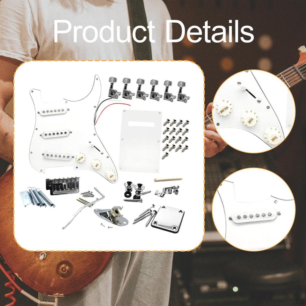 DIY Electric Guitar 11 Hole Scratchplate Portable Multifunction Sss Pickguard Tuning Pegs for