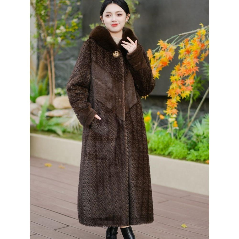 New Arrivalclassy Coat for Women 1.2m Long Knee-length Hooded Thick Outwear