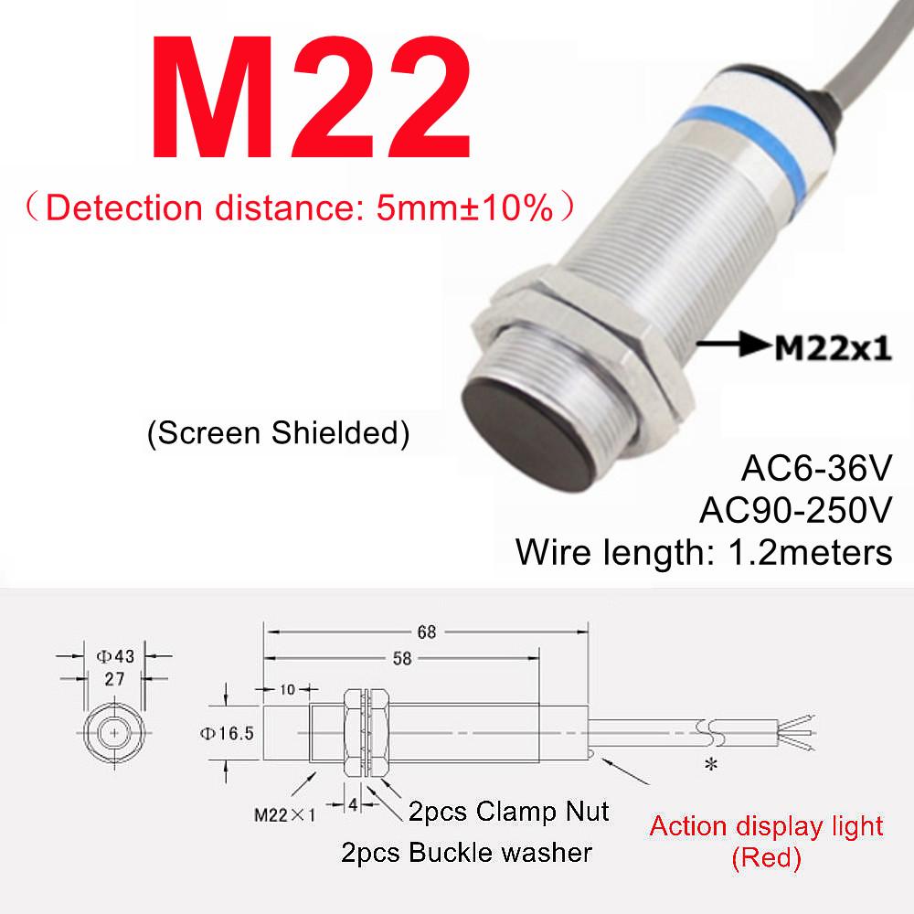Black Proximity Switch Inductive Proximity Sensor Detection Switch NPN/PNP DC 6-36V Approach Sensor 4mm 6mm M5 M10 14 M16 M20 22