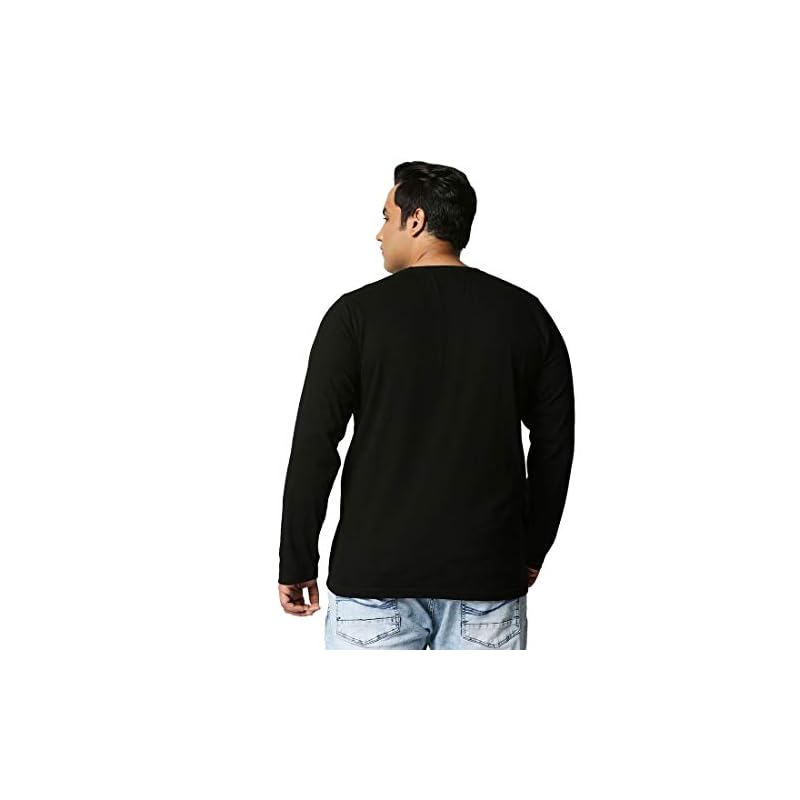 Bewakoof Men' Solid % Cotton Plus TShirt Regular Fit, Round Neck, Full Sleeves