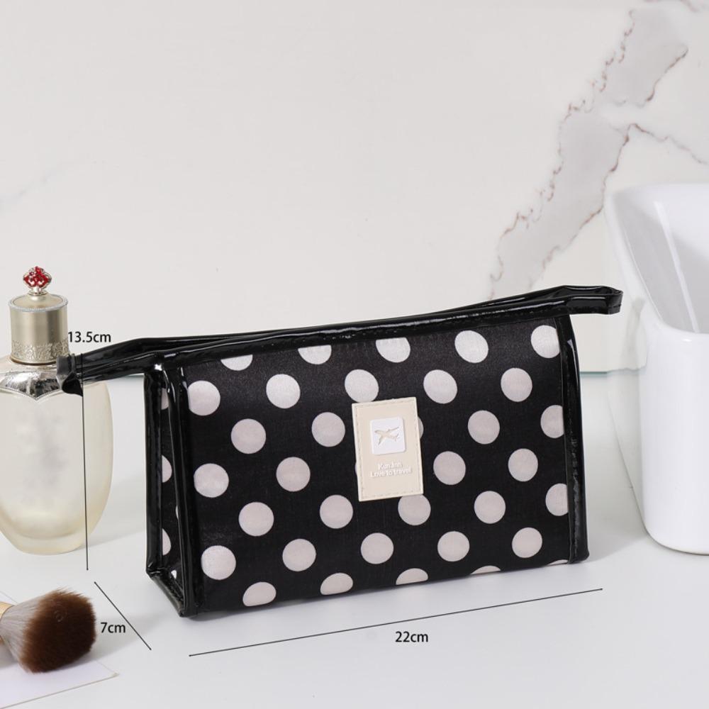 Fashion French Polka Dot Makeup Bag Ultralight Foldable Cosmetic Bag Large Capacity Portable Storage Bag