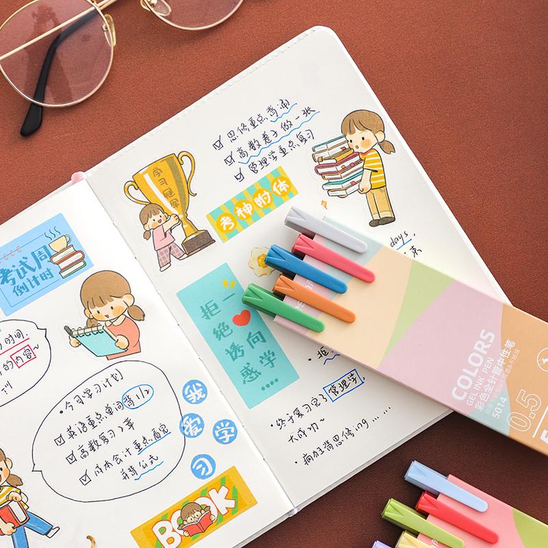 5 ks 0,5mm Barevné Gelové Pero Kolekce Morandi Macaron Barva pro Umělecké Potřeby Scrapbooking Zápisník Dekorace DIY