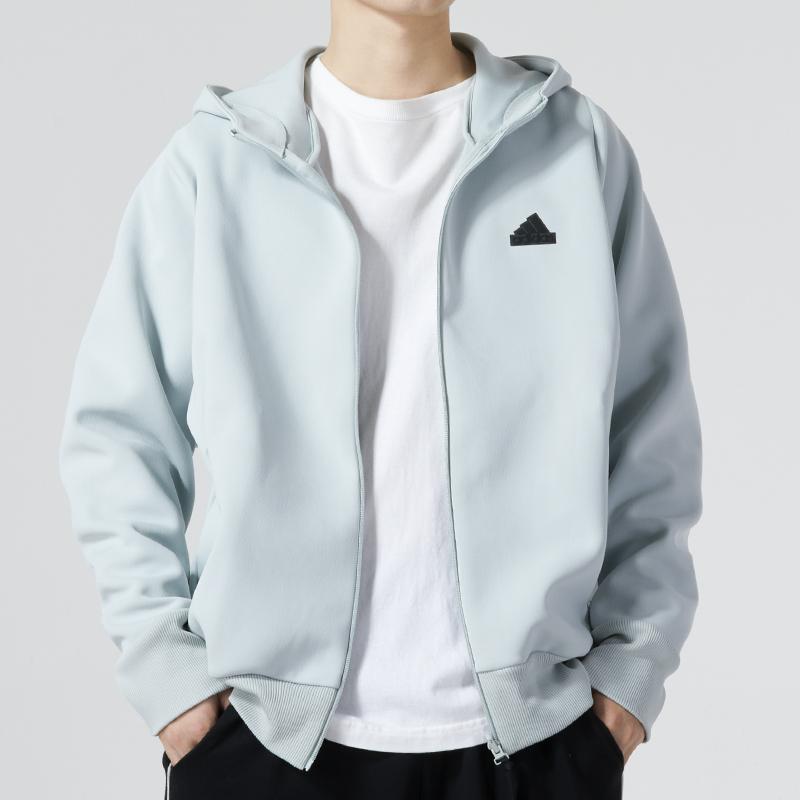 adidas SS24 Z.N.E. Hoodie Jacket With Solid Color Logo Men Sportswear Light-Grey IQ1378