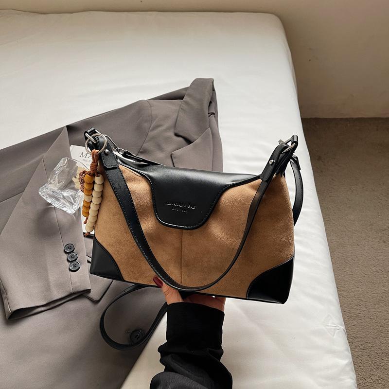 Casual Contrasting Colors Niche Maillard Commuter Bag New Versatile Women's Messenger Bag Retro Shoulder Armpit Bag