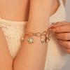 Zinc Zinc Alloy Rhinestone Pearl Starfish Beaded Bracelet Shell Beaded Hand Chain  Girls Couple Gift