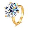 Anel Norelle de Ouro 18K Prata S925 Grande Solitário de Moissanita para Mulheres Seis Garras Pedida de Noivado Joia Fina Presente