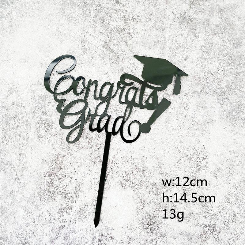 

1pcs Congratulations On Graduation Happy Golden Black Acrylic Cake Plugin University Celebration Graduation Party Decoration
