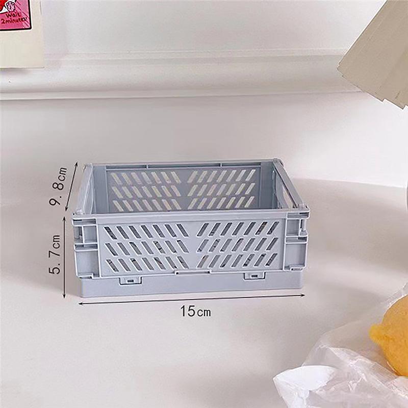 Collapsible Crate Plastic Folding Storage Box Basket Utility Cosmetic Container Desktop Holder Home Use School Desk Storage Box