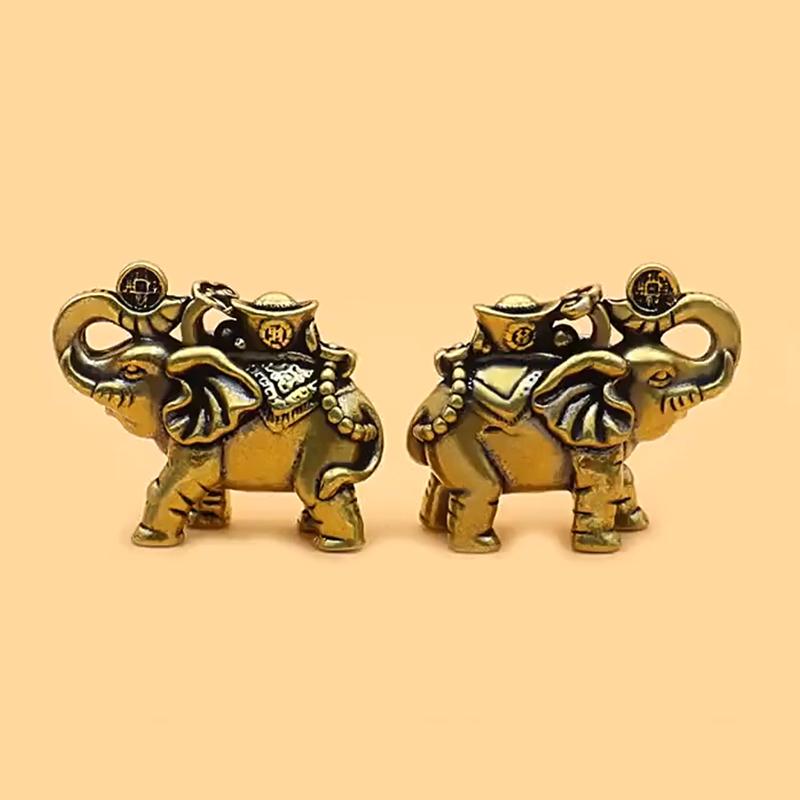 Brass Elephant Metal Figurines Auspicious Elephant Living Room Desk Decoration Mini Elephant Figurines Accessoires Miniatures onesize