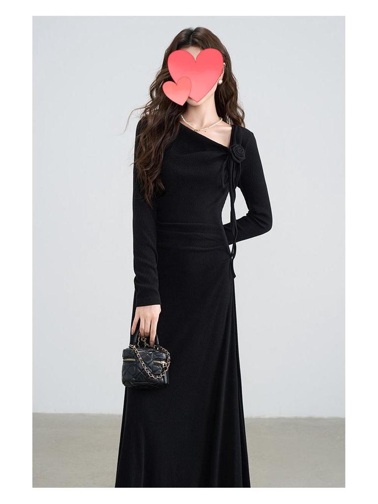 2025 French High-End Red Early Autumn Plus Size Slimming Women's Dress