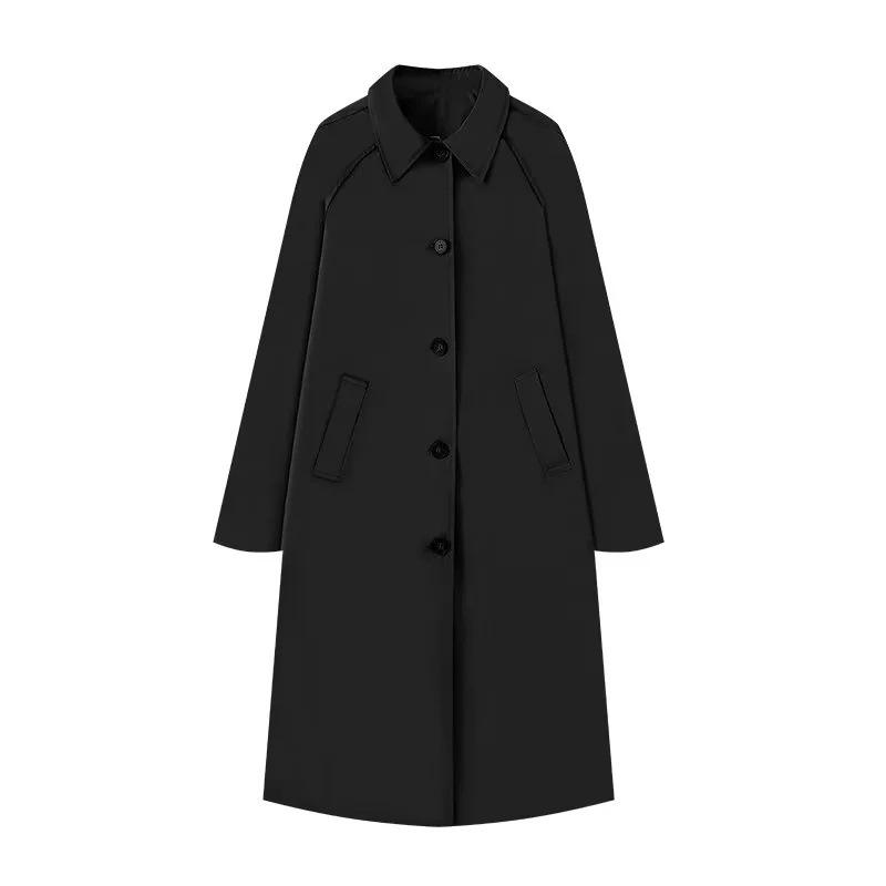 Women's European and American Style Lapel Single-Breasted Trench Coat - Workwear Inspired Fashion Jacket