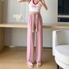 Ice silk sports wide-leg pants women's high waist drape spring and autumn new summer loose straight casual pants