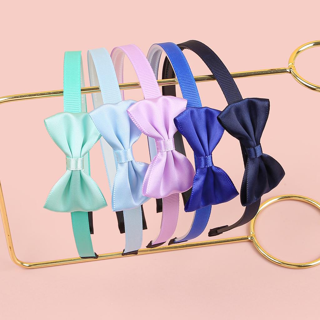 5 st 2,5 tums satin hårrosetter med pannband plasttänder hårband barn flickor pannband barn håraccessoarer set