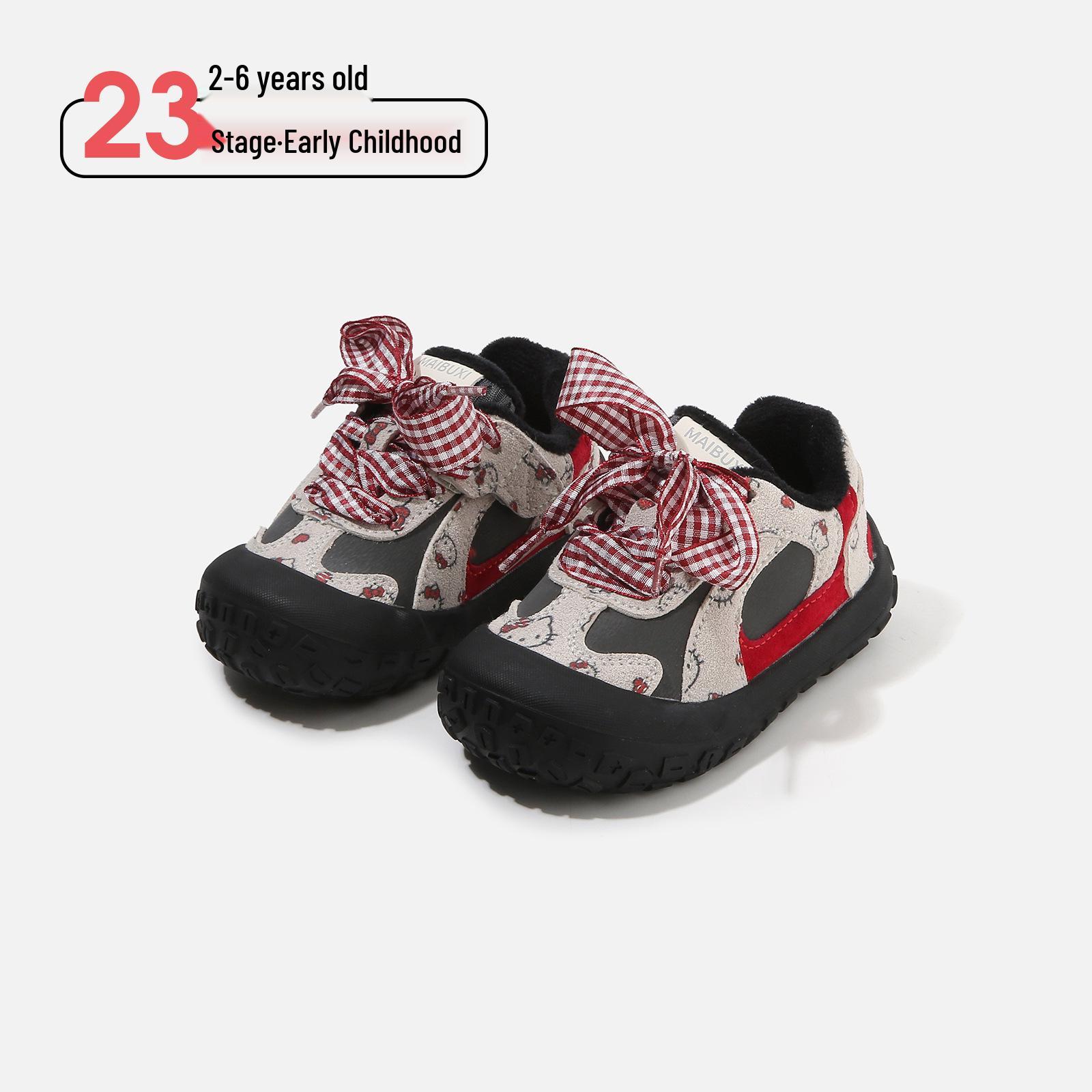 

Kids Color Block Velvet-Lined Winter Sneakers – Non-Slip, Soft Sole, Casual Cotton Shoes Factory Order 100 pairs, Sizes 22-25 червоний