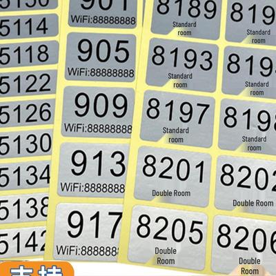 Silver Adhesive Hotel Room Door Number Stickers