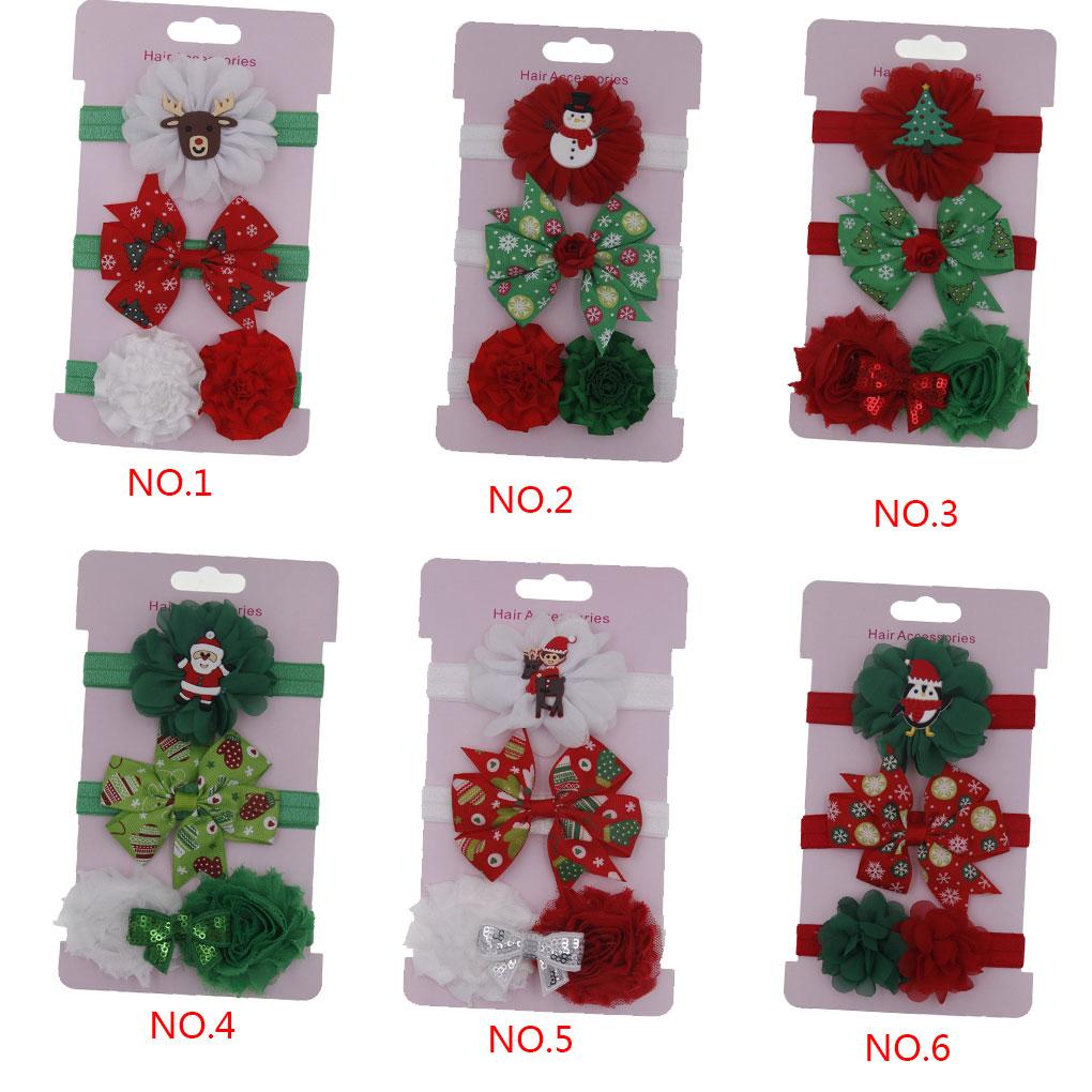 3-Piece Children Girl Hair Band Sets Xmas Headband Simple Kids Hair Ribbon Bowknot Christmas Hair Accessories