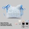 Sweet Bow Ribbon Pullover Hat Windproof Plush Beanie Fashionable Knitted Beanie  for Women Girl