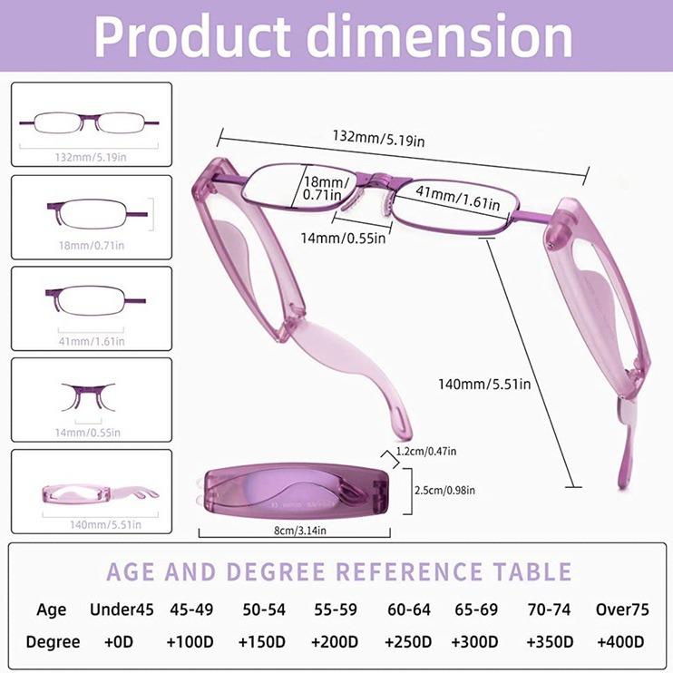 Portable Anti-Blue Light Folding Reading Glasses - Ultra-Light, Fashionable, Unisex, Hang-Neck for Middle-Aged & Elderly