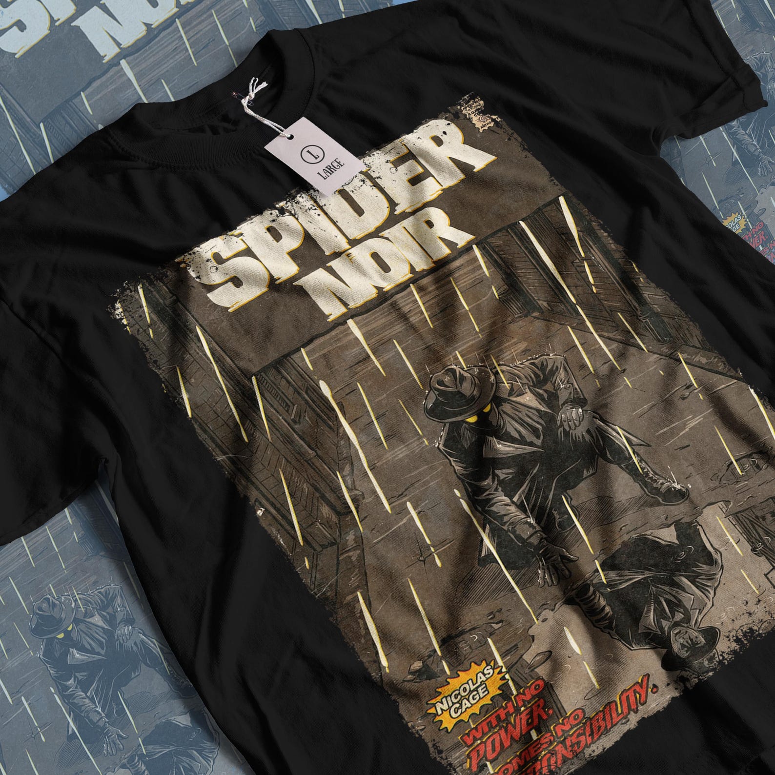 Nicolas Cage Spider Noir Movie T-Shirt: Vintage Superhero Movie Unisex Graphic Tee S